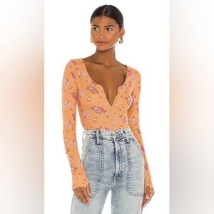 NWOT Free People Dylan Thermal Printed Bodysuit